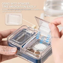 3 in 1 Portable Pill Case with Pill Cutter Comes with A Brush for Easy Collect Powder for Daily Life Working Outdoors Pastillero