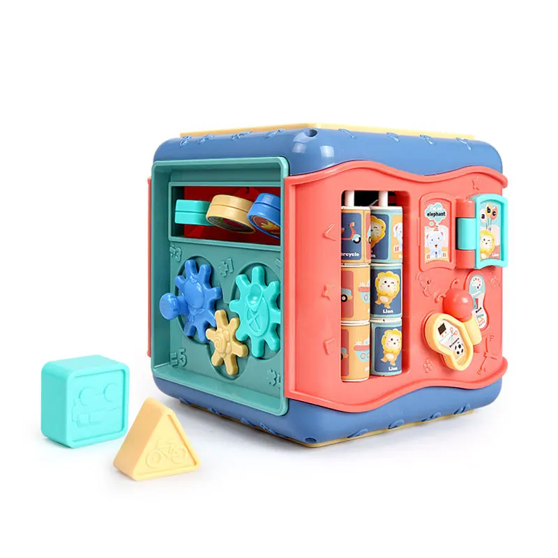 

7-in-1 Activity Cube Montessori Busy Board Educational Baby Toys Shape Sorter Musical Learning Sensory Play for Toddlers