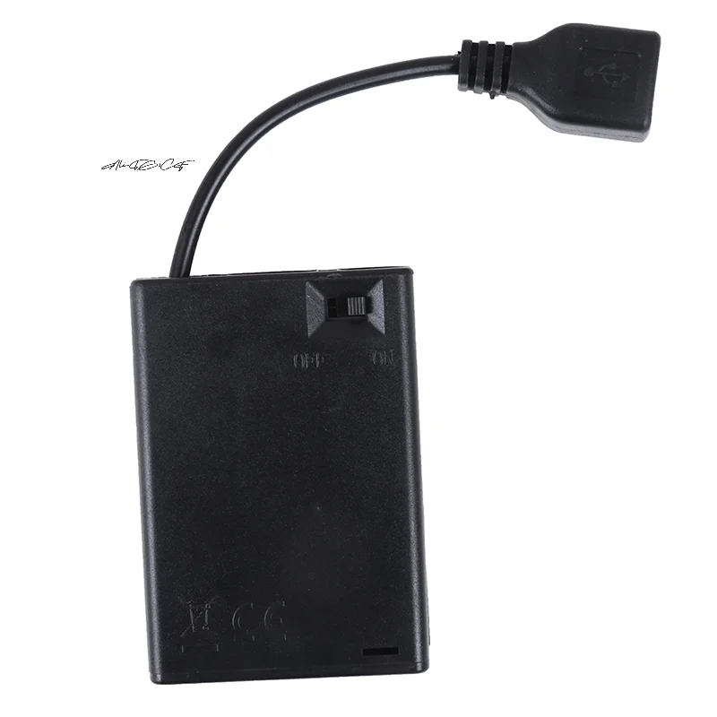1 Stück sicheres und langlebiges 3 * AA 65 x 45 x 15 mm Batteriegehäuse mit USB-Anschluss für Bausteine, LED-Lichtset mit Schalter