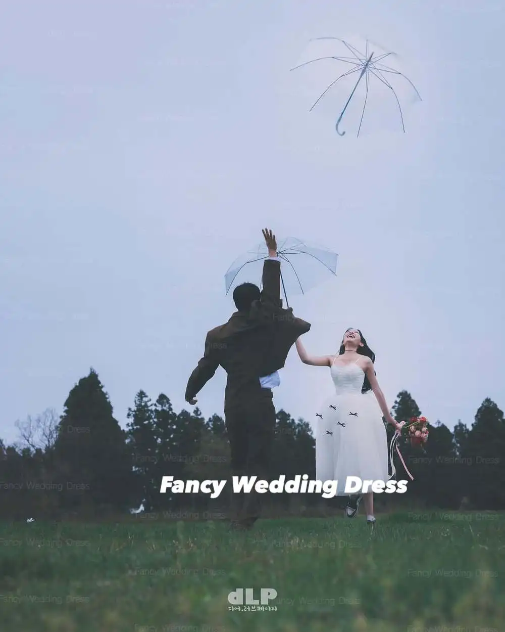 Fantasia carino fiocco staccabile abito da sposa Corea donne servizio fotografico una linea innamorato abito da sposa lunghezza tè corsetto posteriore personalizzato