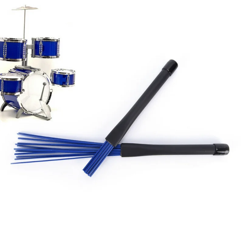 1 Pair Retractable Rubber Handles Jazz Drum Brushes Sticks Nylon