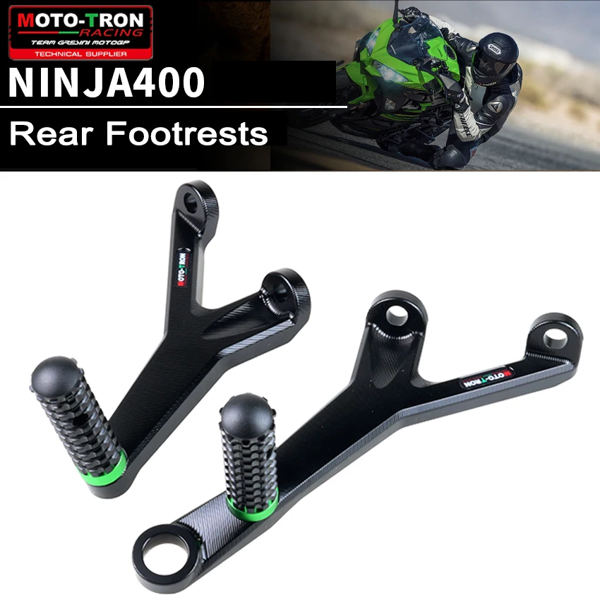 High-quality MOTO-TRON Motorcycle CNC Rear Footrests Bracket Kit Foot Pegs Rests Assembly For KAWASAKI Ninja400 Z400 2018-2024