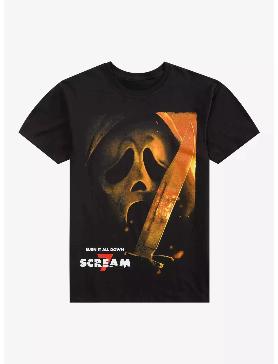 Scream 7 Ghost Face Burn It Down T-Shirt Graphic Cotton Tee Printing High-end Luxury Unisex Style Both of Men and Women