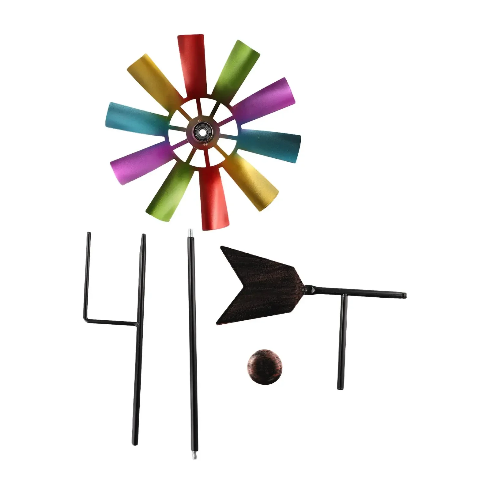 73cm Metal Pinwheels Outdoor Ornaments Garden Stake 360 Degree Rotating Windmill Lawn Ornaments Metal Windmill Decoration