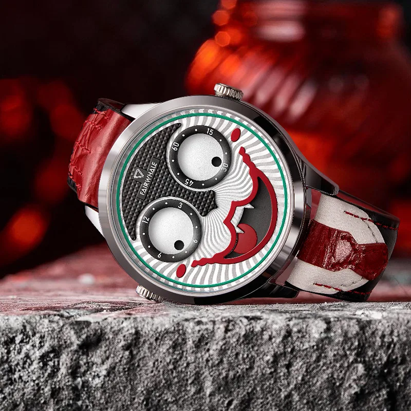 FAIRWHALE Clown Watches for Men Famous Top Brand Unique Design Fashion Casual Mens Watch Quartz Wristwatches Relogio Masculino