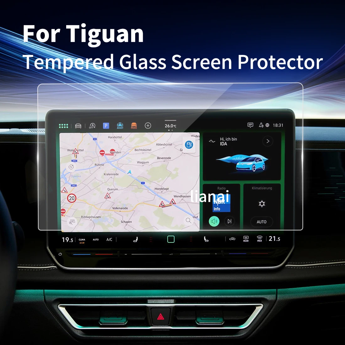 

Защитная пленка для экрана Carplay, защитная пленка из закаленного стекла, навигатор, автомобильные наклейки, аксессуары для 24 общественных Tiguan