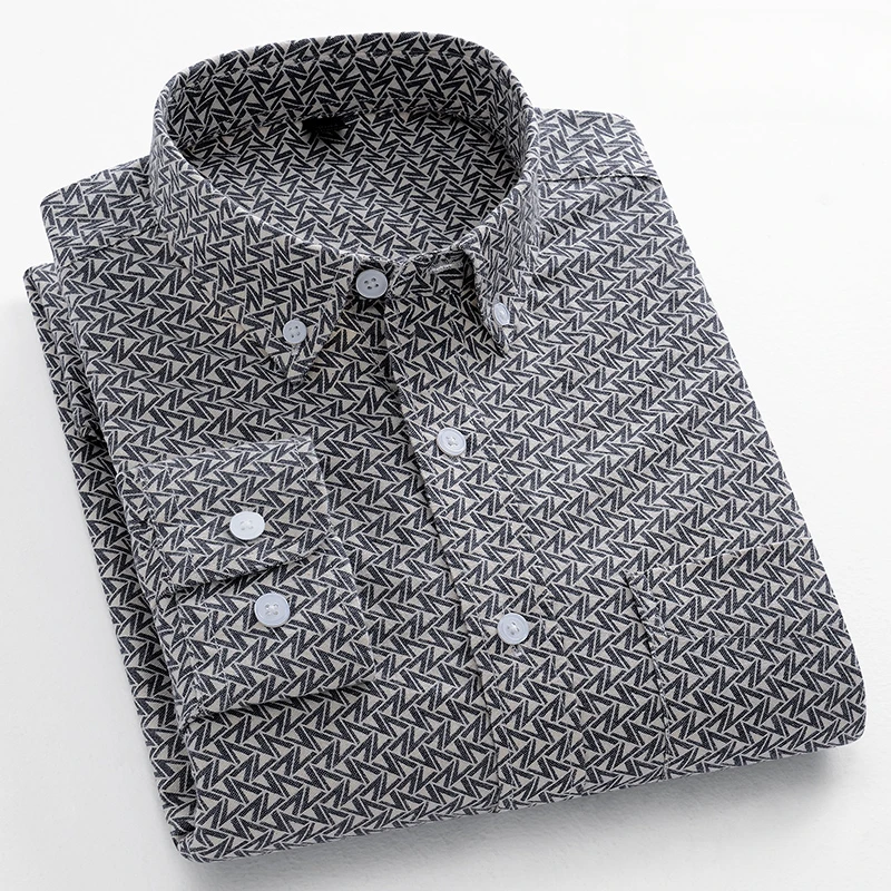 Nieuw In Shirt Mode Trends100 % Katoenen Shirts Met Lange Mouwen Voor Mannen Slim Fit Casual Effen Shirt Zacht Geruite Gestreepte Merkkleding