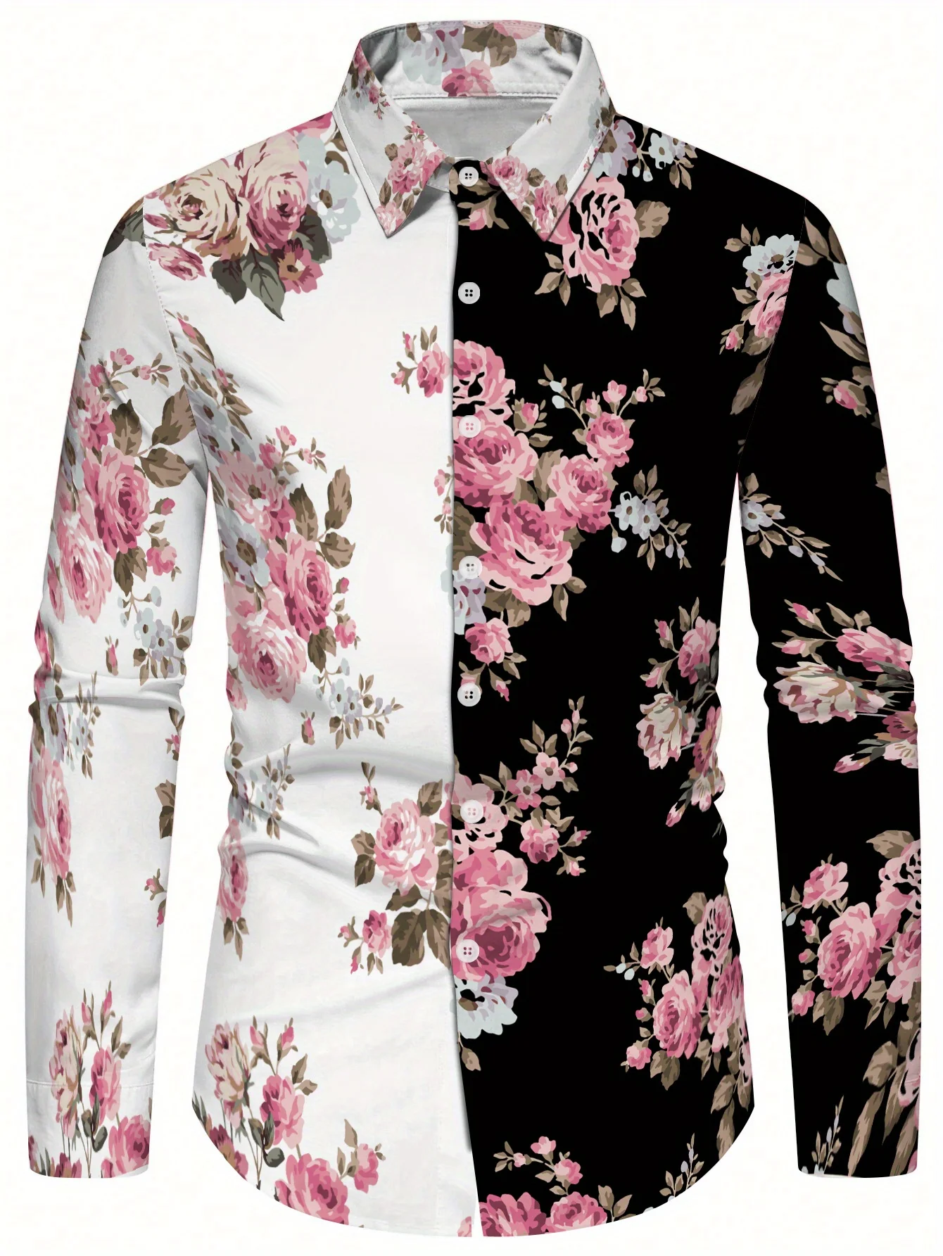 Men's Casual Floral 3D Print Long Sleeve Shirt 100% Polyester Lapel Collar Long Sleeve Button Details Hawaiian Style Print