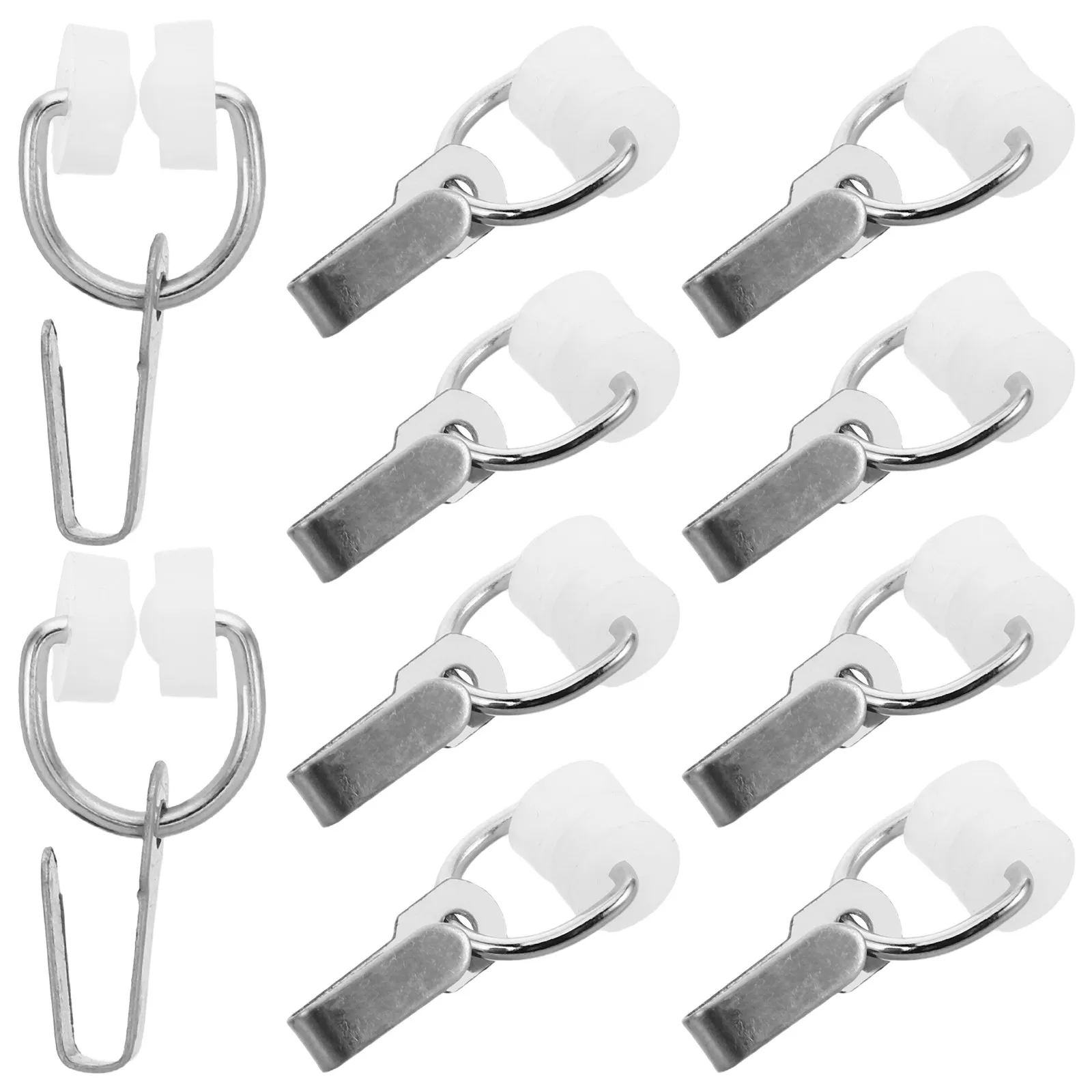 50Pcs Rv Curtain Track Hooks Gliders Nylon Roller Smooth Glide Metal Hooks Motorhome Caravan Drapery Track Accessories Silent