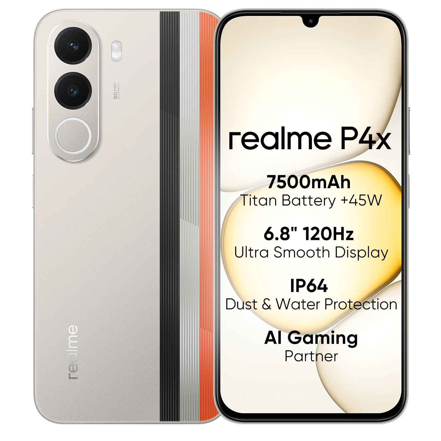 Teléfono inteligente realme P4X, batería de 7500 mAh, carga de 45 W, pantalla d…