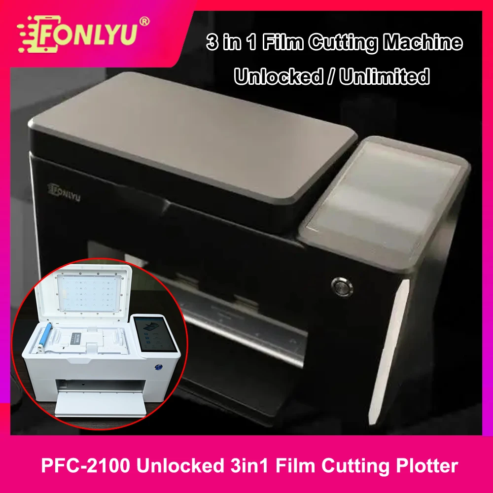 FONLYU PFC-2100 Unlimited Hydrogel Film Cutting Installing Plotter Unlocked Mobile Phone Screen Protectors Free Cutter Machine