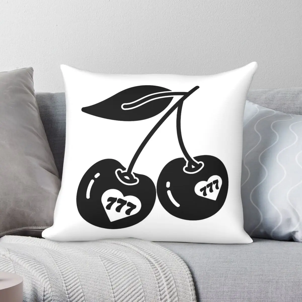777 Angel Numbers Cherries Square Pillowcase Polyester Linen Velvet Creative Zip Decor Pillow Case Room Cushion Cover