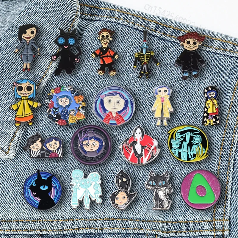 

Coraline Movie Films Enamel Pins Denim Jacket Pin Ladies Brooch Boys Punk Shirt Badge Hat Pin Gift for Friends Fashion Jewelry