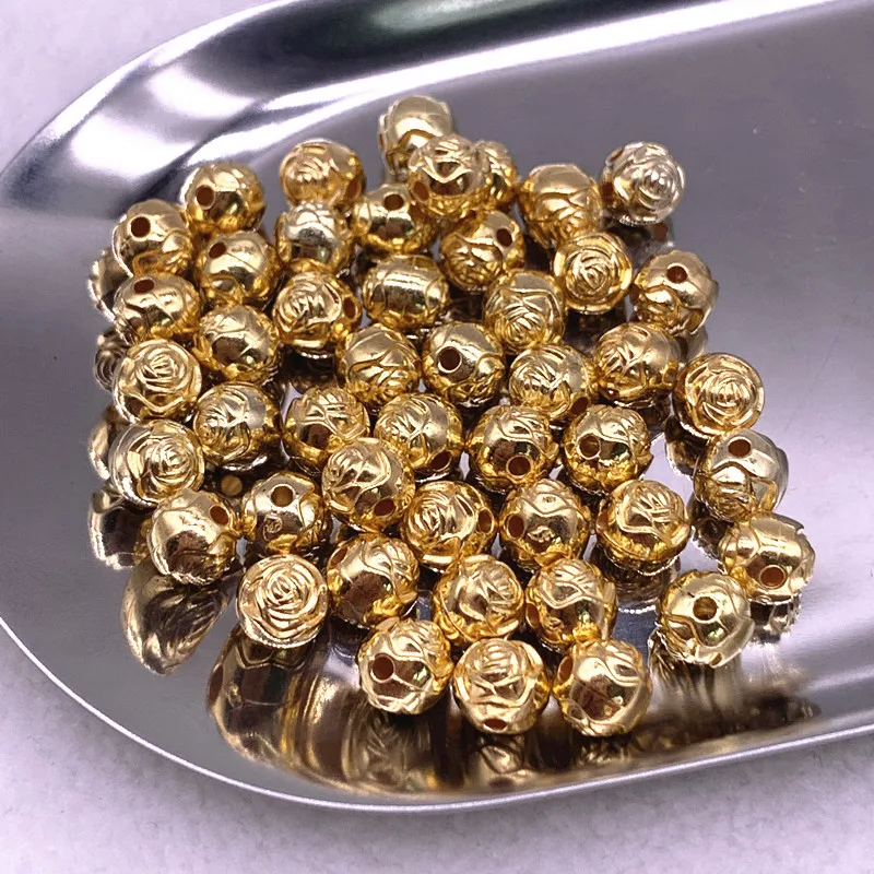 6mm 8mm Flower Ball ABS Beads Gold/Silver Plated Spacer Beads For Jewelry Making DIY Charms Bracelet