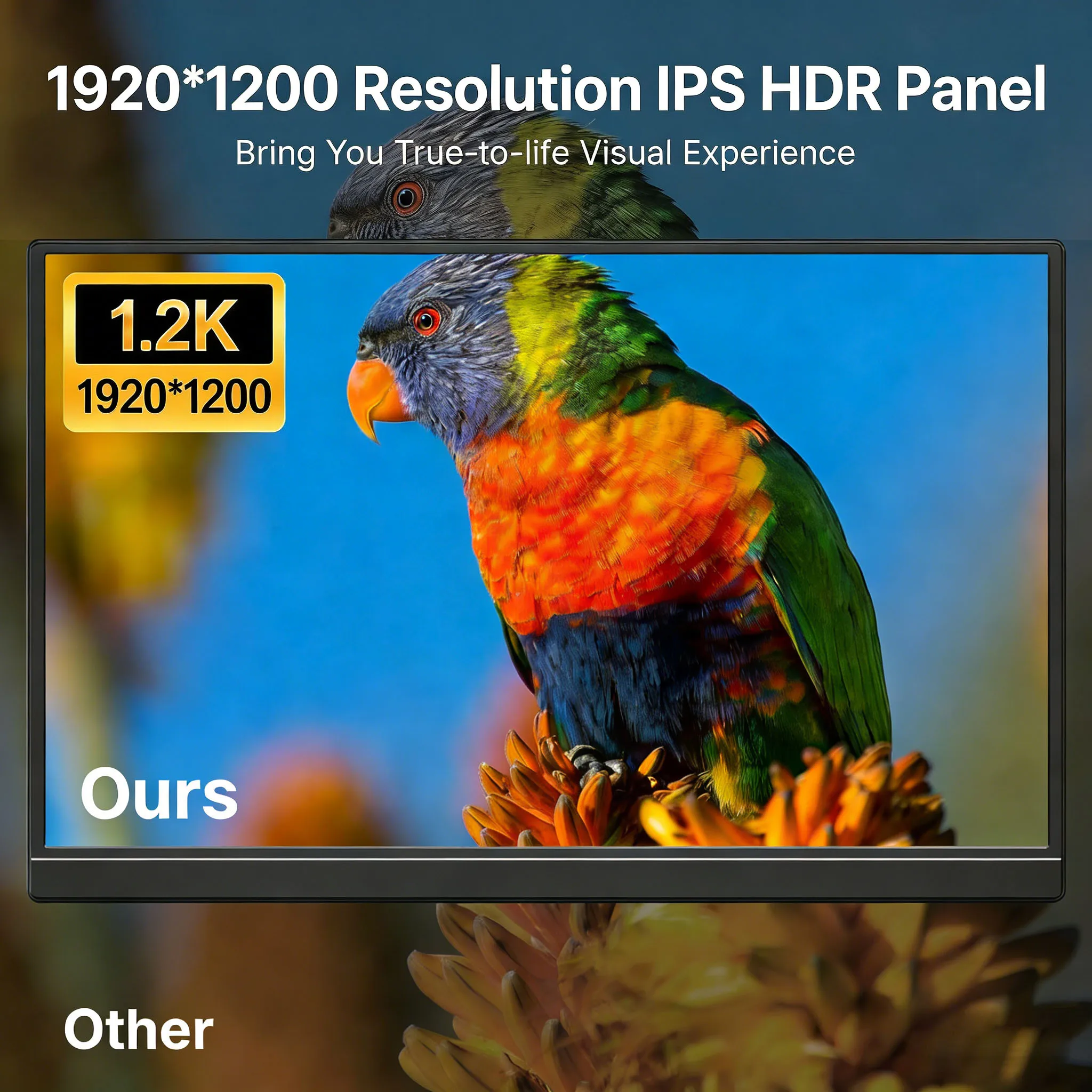 13.3 Inch Portable Touch Monitor 1920×1200 IPS 16:10 100% SRGB Second Monitor for Laptop Switch Gaming TV Box Extended Display
