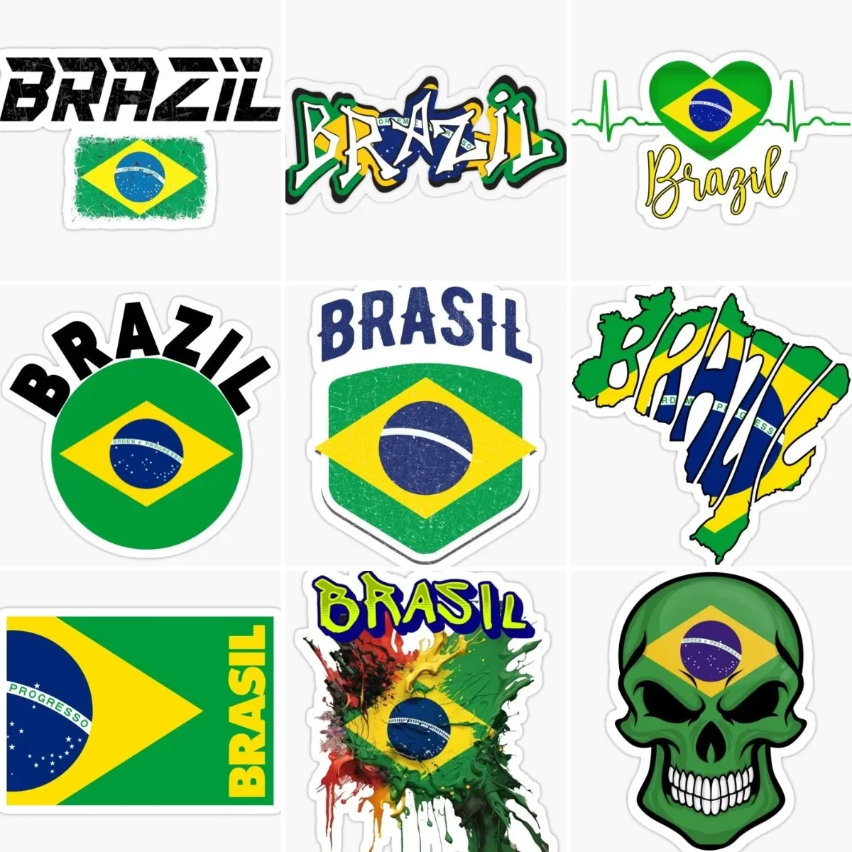 

Brazil Flag Map Skull Creative Tearing Stickers Motorcycle Truck Accessories Window Car Bicycle Glass Helmet Racing Wall Decal