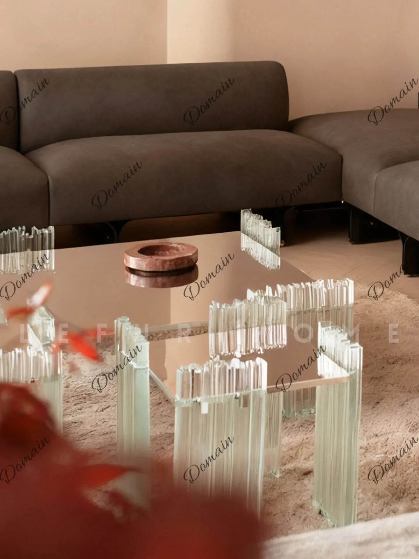 81 N Luxury Italian Minimalist Crystal Glass Coffee Table for Living Room, Transparent Art Side Table, Small Mobile Sofa Table