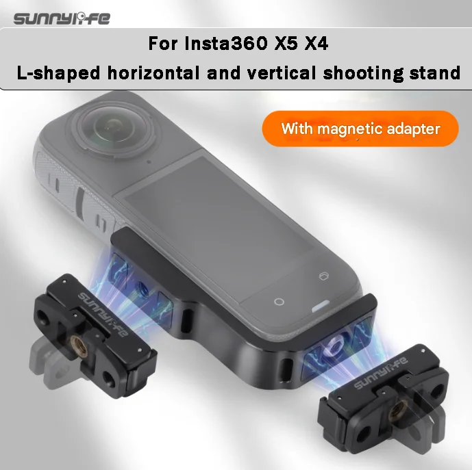 

Sunnylife Adjustable Horizontal and Vertical L-shaped Stand For Insta360 X5 X4 Magnetic Adapter Extension Holder Base