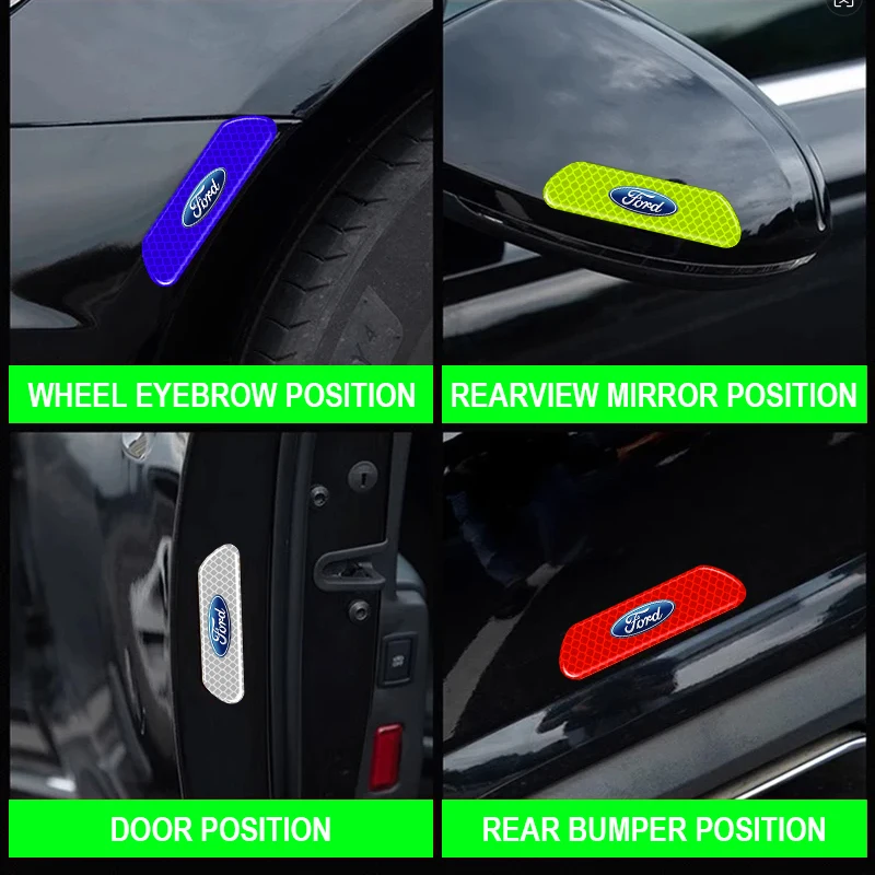 Car Reflective Strips Warning Stickers Badge Car Styling For Ford Focus 2 3 Mondeo Fiesta Ranger Escort Explorer Excape Taurus