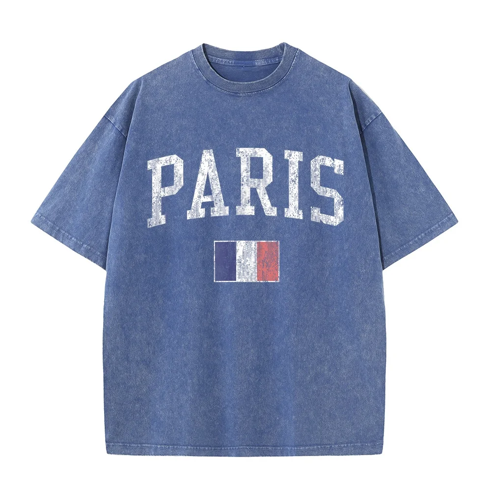 Paris France T-Shirt Vintage Sports Design French Flag Tee Футболки Y2k Camiseta Good Gift T Shirt Men Cotton Humor Casual