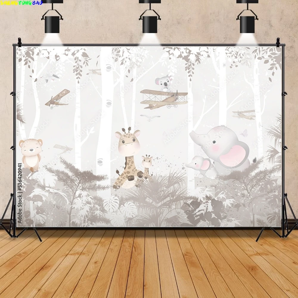 African Wildlife Jungle Map Forest Photography Backdrops Props Newborn Baby Birthday Party Photo Studio Background QQW-06