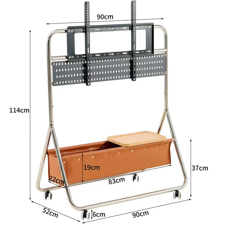 Stainless steel movable retro brake TV bracket, floor bracket