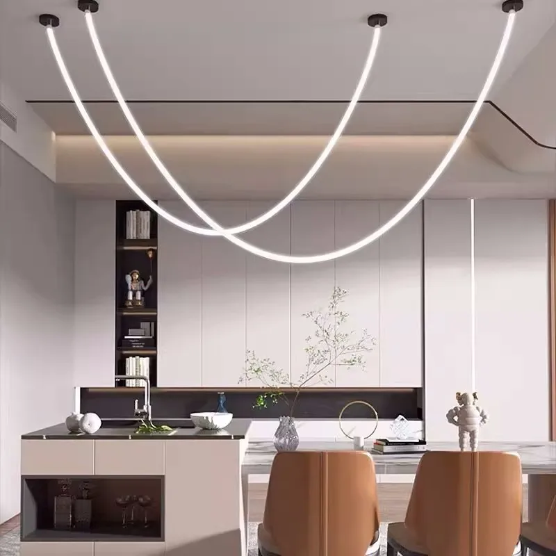 Nordic LED Pendant Light Hose Silicone Lamp Minimalist 360 Degree Lighting Living Room Dining Room Line Lamp Indoor Lighting