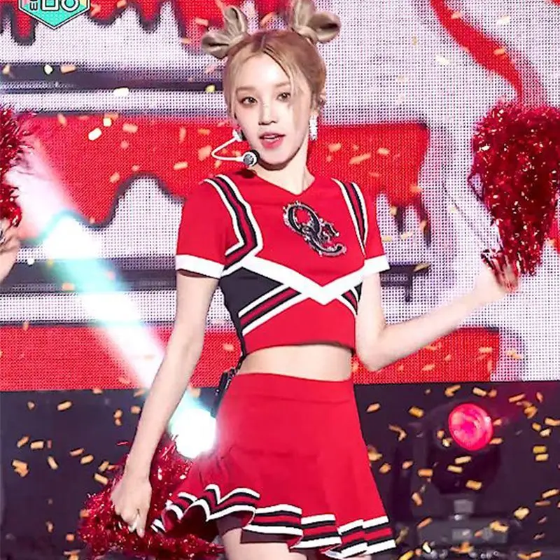 Kpop Idol outfit Hip Hop Cheerleading Dance Adult women Jazz Dance  gidle Cheerleader Costume Girl YUQI clothing