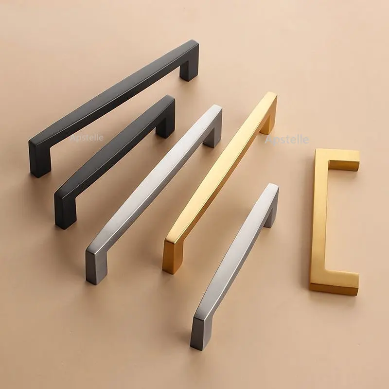 Light Luxury Stylish Kitchen Handles Zinc Alloy Bright Gold Cabinet Pulls for Furniture Drawer Knobs Cabinet Hardware