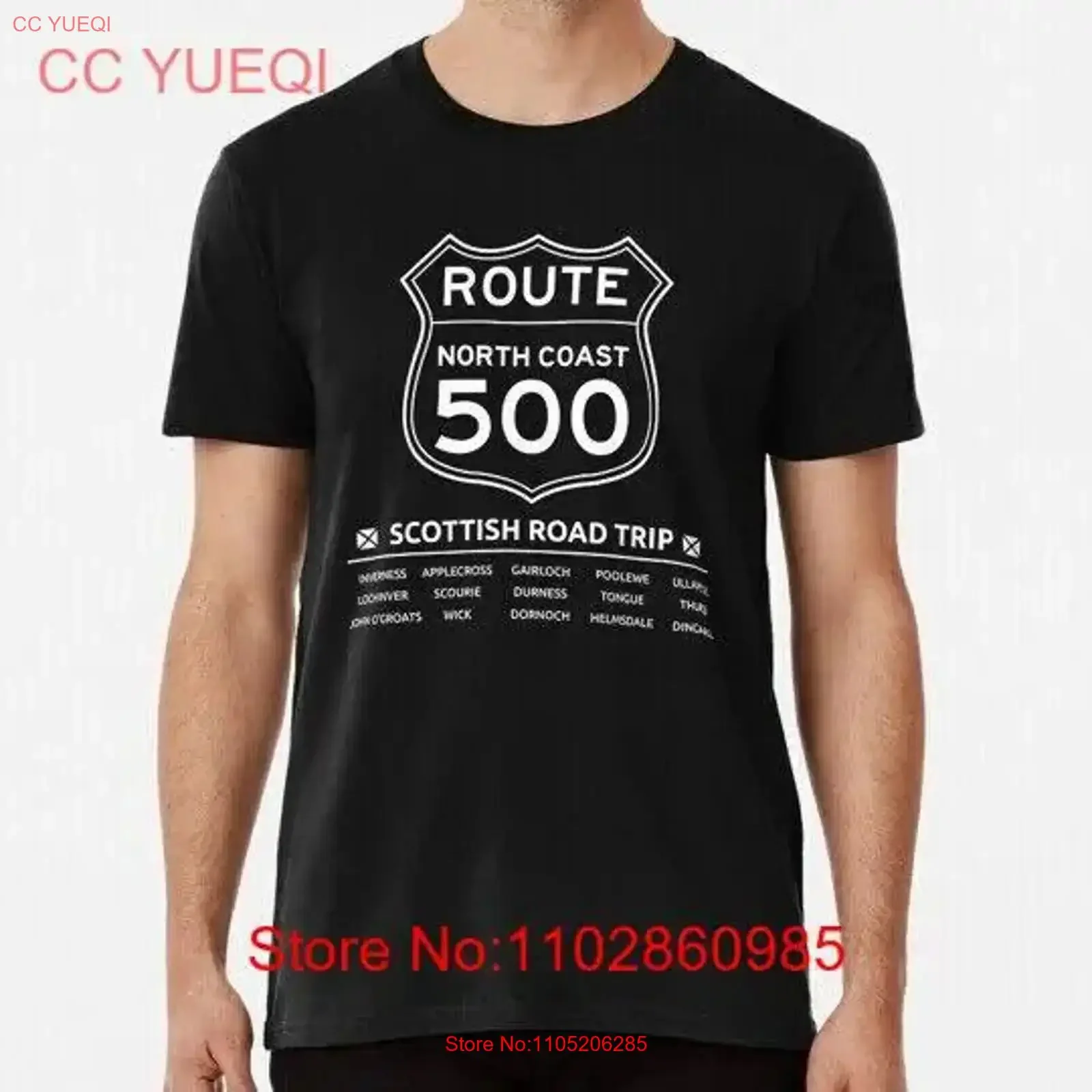 North Coast 500 Nc500 Scotland Route Sign With Places S 5XL Made in USA T Shirt vintage Washed Stretched Comfortable homme