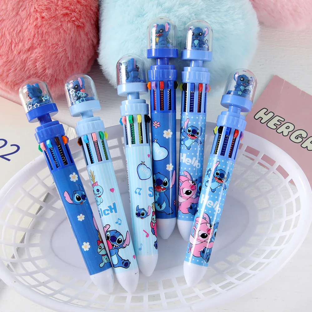 

Cute Stitch 6/36pcs Ballpoint Pen Cartoon 10 Color Marker 0.7mm Kids Graffiti Multicolor Hand-held Pen Students Learn Stationery
