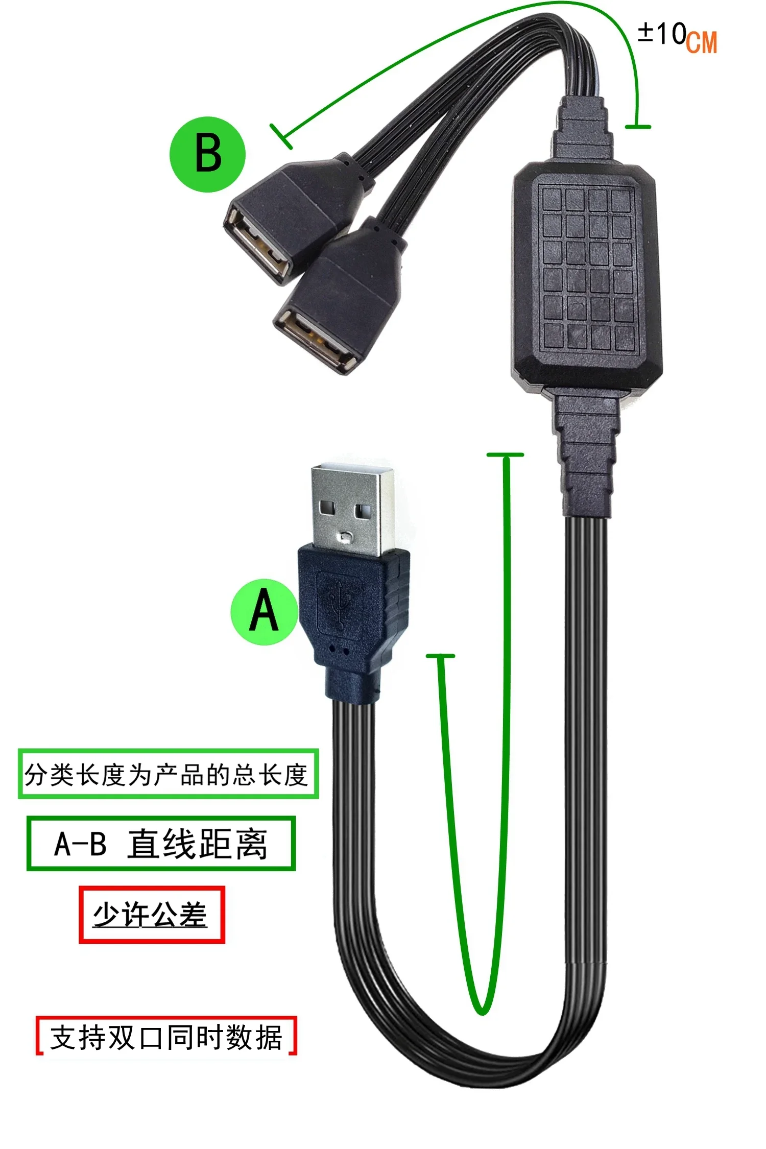 المزدوج DataUSB 2.0 العالمي كابل البيانات محول للسيارات وأجهزة الكمبيوتر المحمولة ، USB Hub 2-Port الخائن ، 20 سنتيمتر-110 سنتيمتر