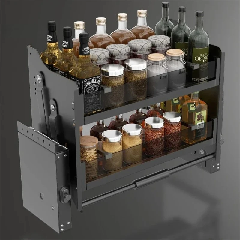 Overhead Cabinet Lift-up Pull-out Basket Pull-down Spice Rack for Kitchen Cabinets Upper Cabinet Soft-close Telescopic Shelf L
