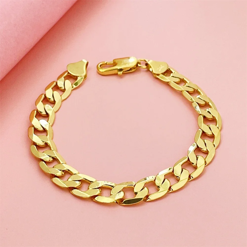 

Luxury 24K 9999 Pure Gold real gold Men's and Women's Bracelet 8mm Side Cuban One-to-One Bracelet