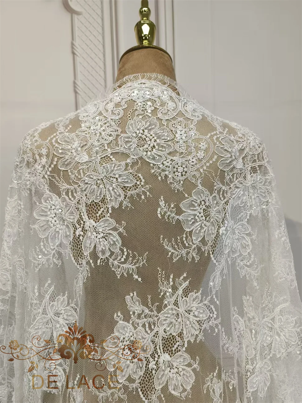 

Роскошное французское кружево шантильи с цветочной вышивкой и мягкими ресницами из бисера, кружевное свадебное платье с блестками, кружевная ткань