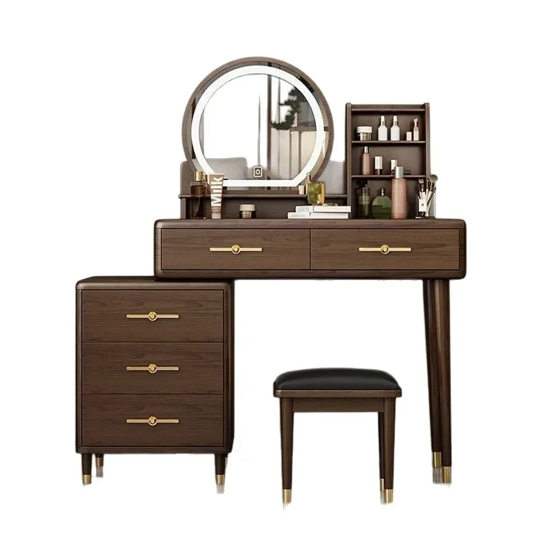 

solid wood dresser, simple bedroom, chest of drawers, makeup table combination, telescopic multi-functional makeup table
