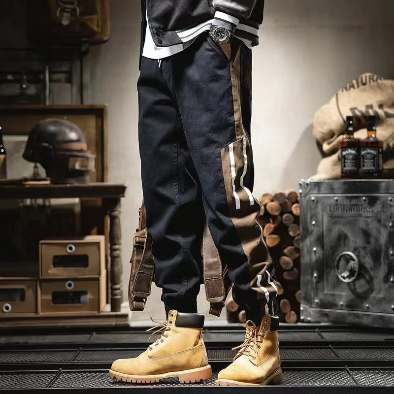 

Весенне-осенние мужские рабочие брюки Harlan свободного кроя, модные повседневные брюки, универсальные студенческие брюки-карго длиной 9/10