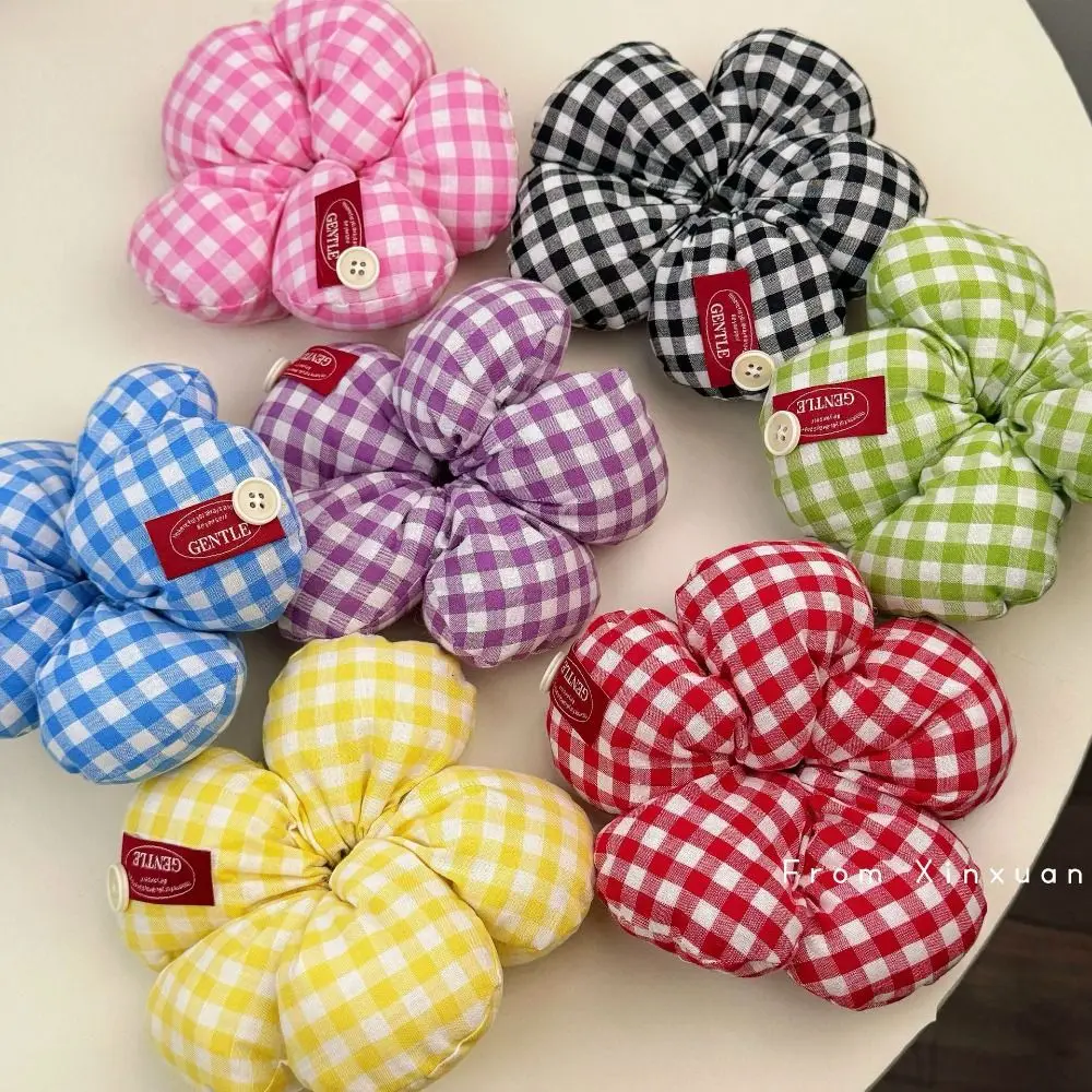 

Trendy Sweet Flower Hair Scrunchies Cloth Korean Style Exaggerated Hair Ring Lattice Ponytail Holder Oversized Hair Tie Women