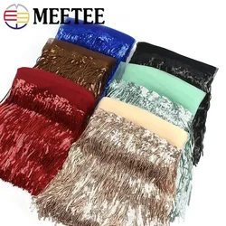 5/10 jardas meetee 18cm lantejoulas coloridas borla tecido de renda franja guarnição fita dança desempenho vestidos decoração acessórios de costura