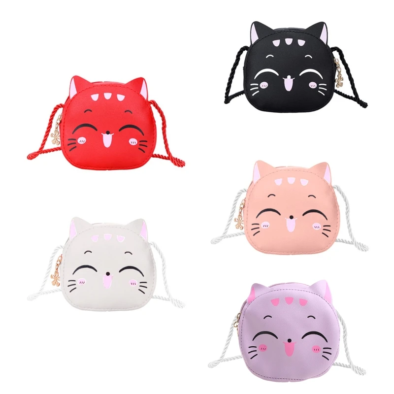 Crianças menina para gato crossbody couro do plutônio desenhos animados bolsa ombro bolsa bolsa moedas