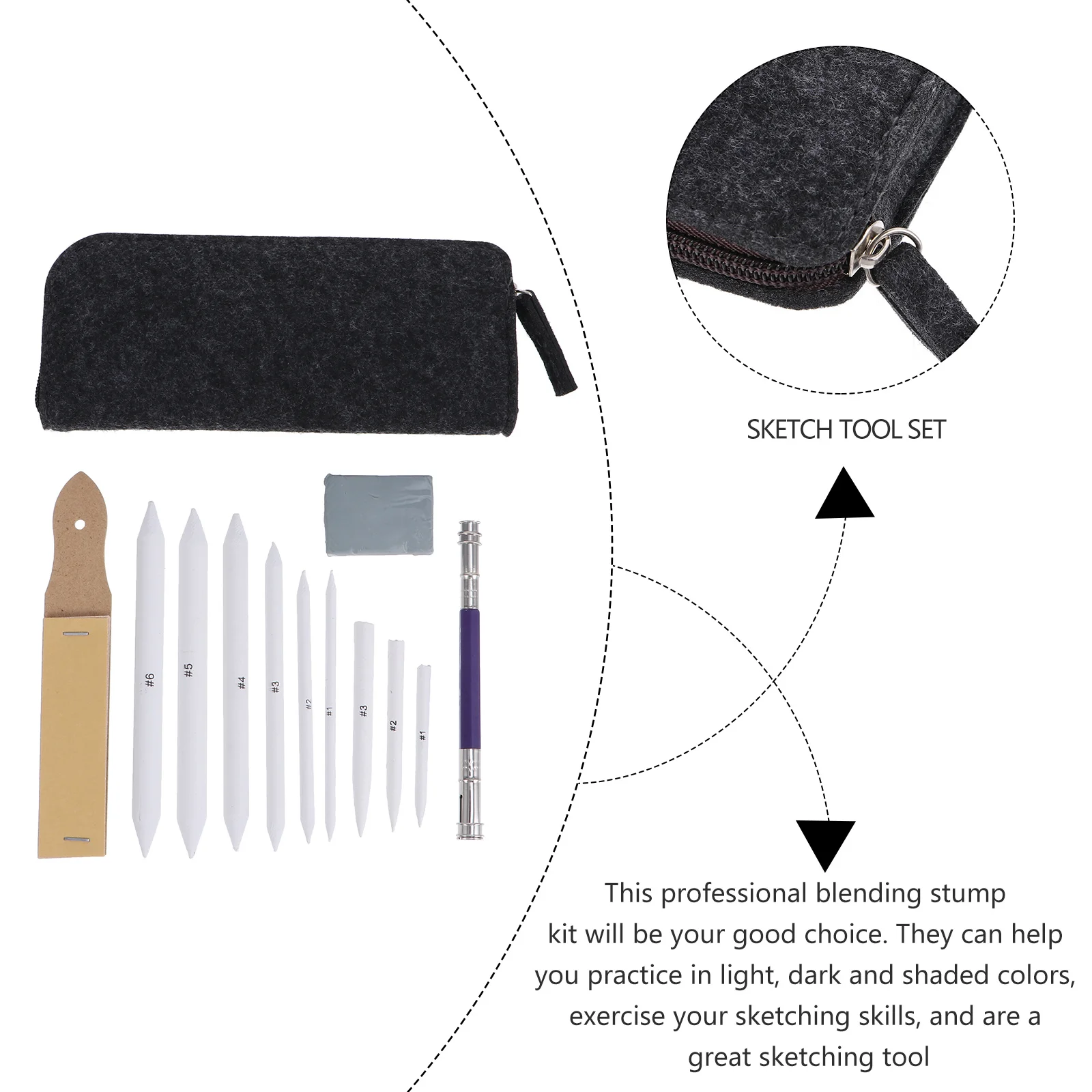 

19Pcs Drawing Sketching Blending Stump Set Easy Use Sketching Painting Stationery Kit Sketch Tool Set Blending Stump