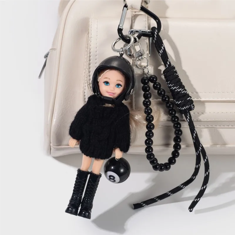 

Black Skin Girl Princess Doll Keychain Pendant Fashion Sweater Dress Cartoon Series Bag Decor Cute Doll Car Key Ornament Gift