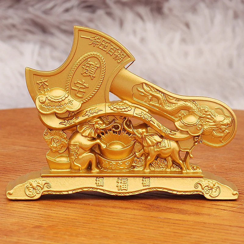 

Gold-Filled Town House Head Ornament Entrance Cash Register Counter Yuanbao Ruyi Wealth-Attracting Good Luck Elephant Opening Gi