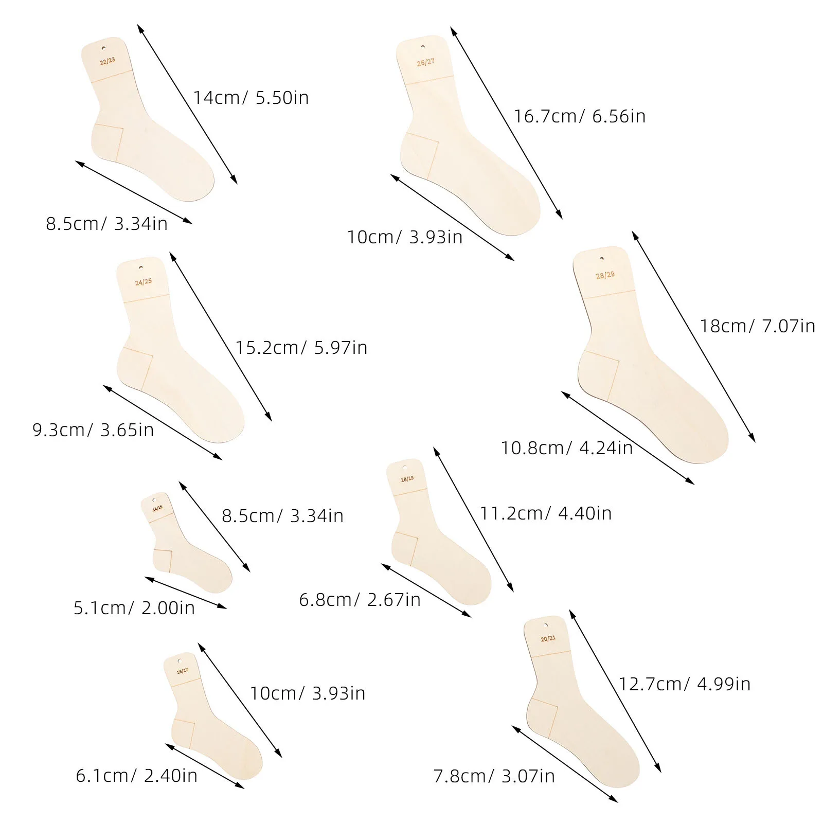 16 قطعة أشكال حجب جورب خشبي أدوات الحياكة الخشبية الطبيعية الكروشيه جورب نقالات حجب أدوات لعرض تخزين الجوارب