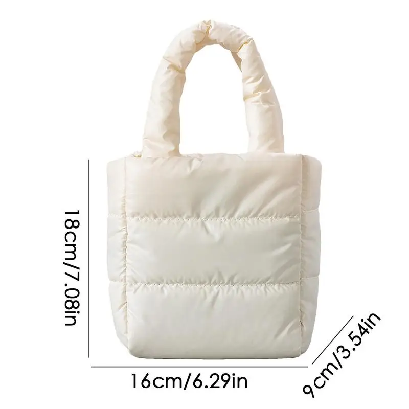 Bolso de mano acolchado, bolsa pequeña de nailon, elegante, ligera, para el trabajo, viajes, gimnasio, tienda