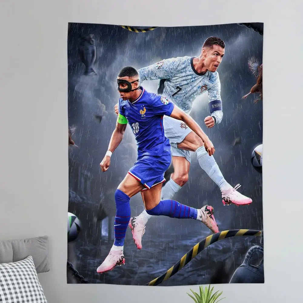 Tapiz de Anime de estrella de fútbol Mbappe, arte bohemio para colgar en la pared, decoración Hippie Kawaii para dormitorio, sala de estar, dormitorio, Idea de regalo para fanáticos