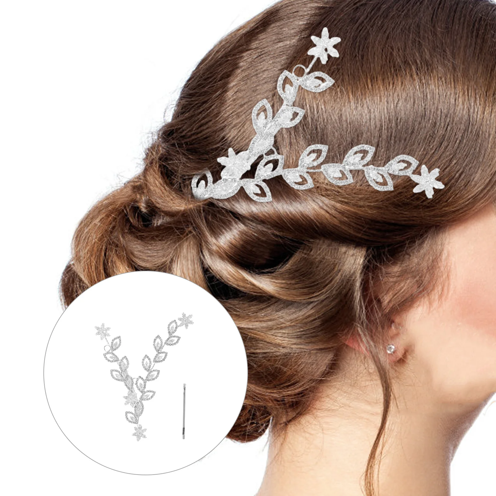 حجر الراين مشبك شعر الزفاف ورقة تصميم إكسسوار الزفاف نمط فاخر بلا جهد وضع آمن متعدد الاستخدامات