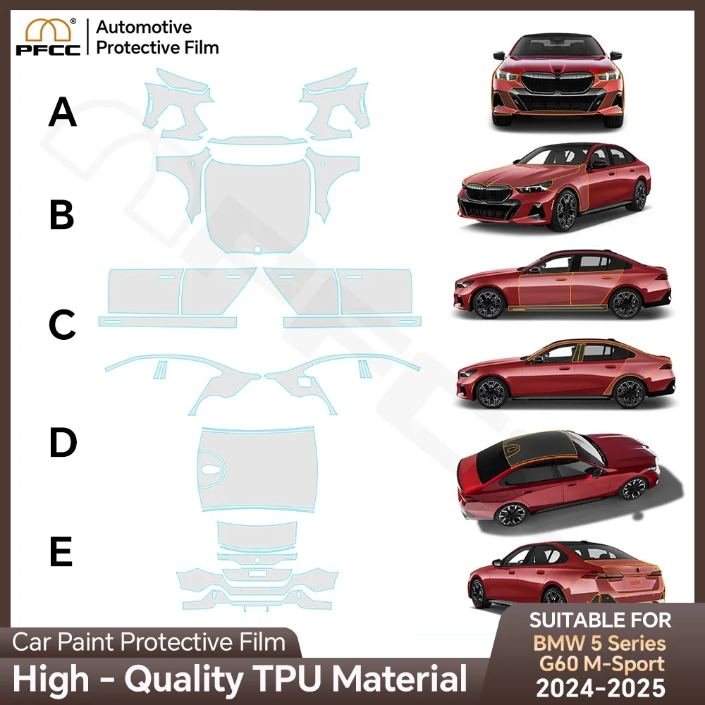

For BMW 5 Series G60 M Sport 2024 2025 TPU Paint Protection Film Anti-scratch Car Body Clear Bra Pre-cut PPF Resistant Invisible
