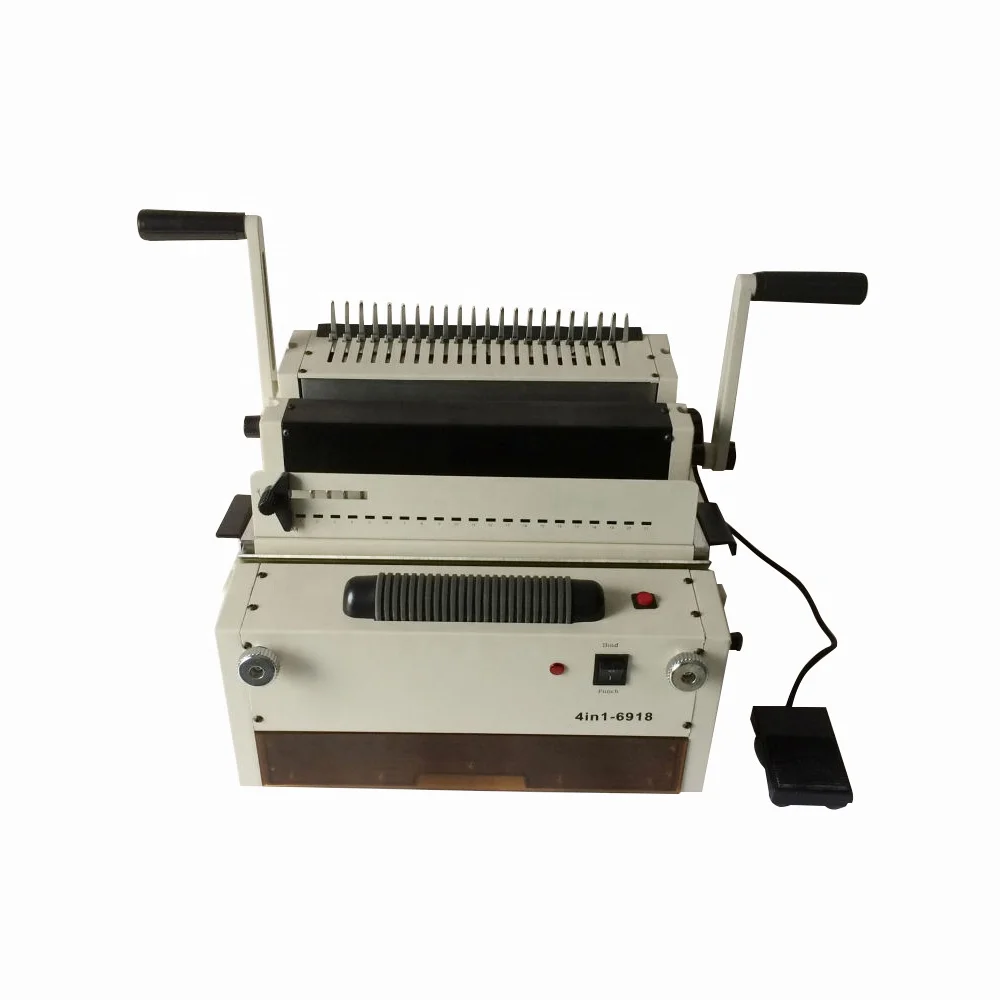 QK-6918 Multifunctional 4in1 Wire Plastic Spiral Single Double Wire Coil Book Exercise Book Comb Binder Binding Machine