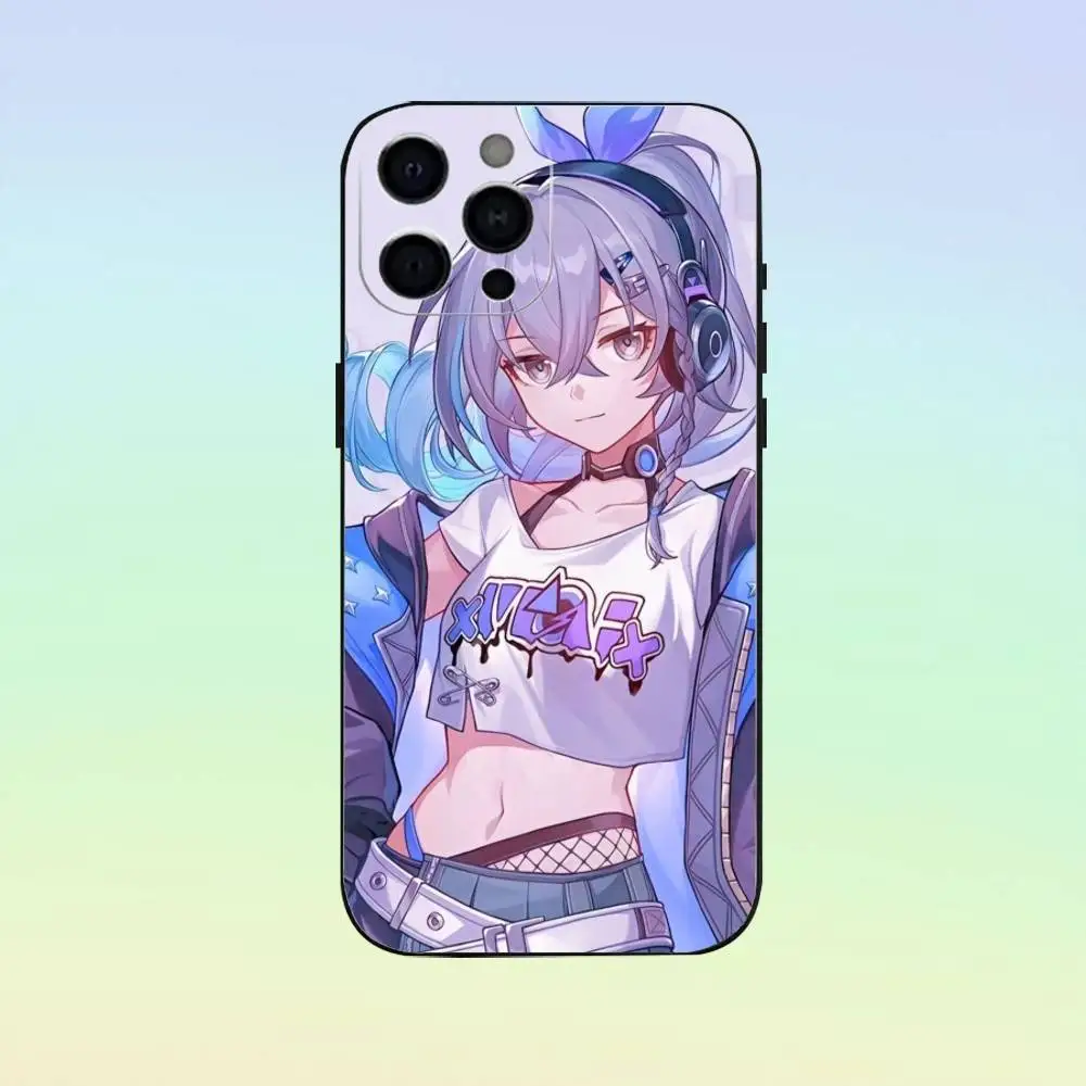 Honkai الفضة لعبة الذئب جراب هاتف سيليكون لينة آيفون 17 16 15 14 13 12 11 أسود لينة غطاء من السيليكون